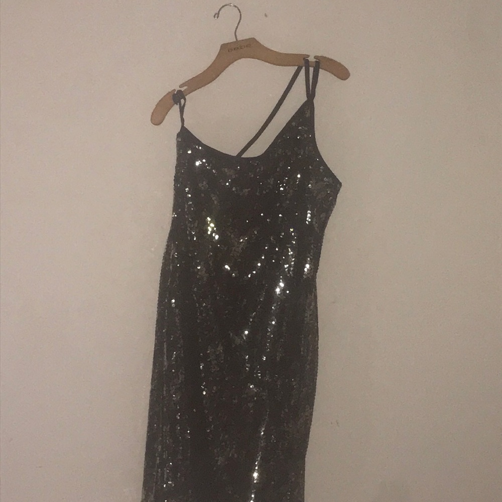 Express black and green sequined dress